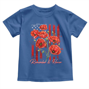 Remember And Honor Memorial Day Toddler T Shirt Red Poppy Flowers TS11 Royal Blue Print Your Wear
