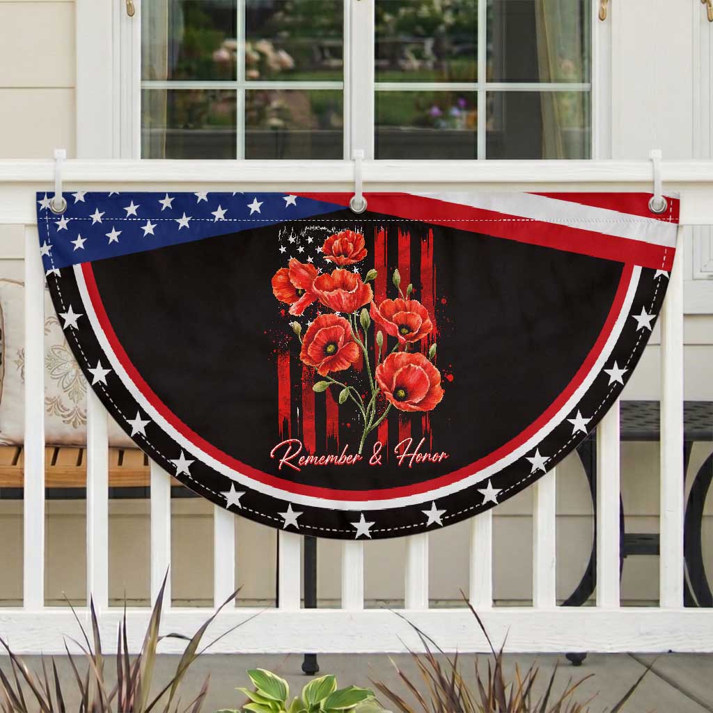 Remember And Honor Memorial Day Patriotic Fan Flag Red Poppy Flowers