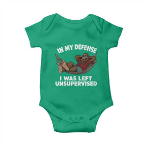 In My Defense I Was Left Unsupervised Funny Bigfoot Baby Onesie