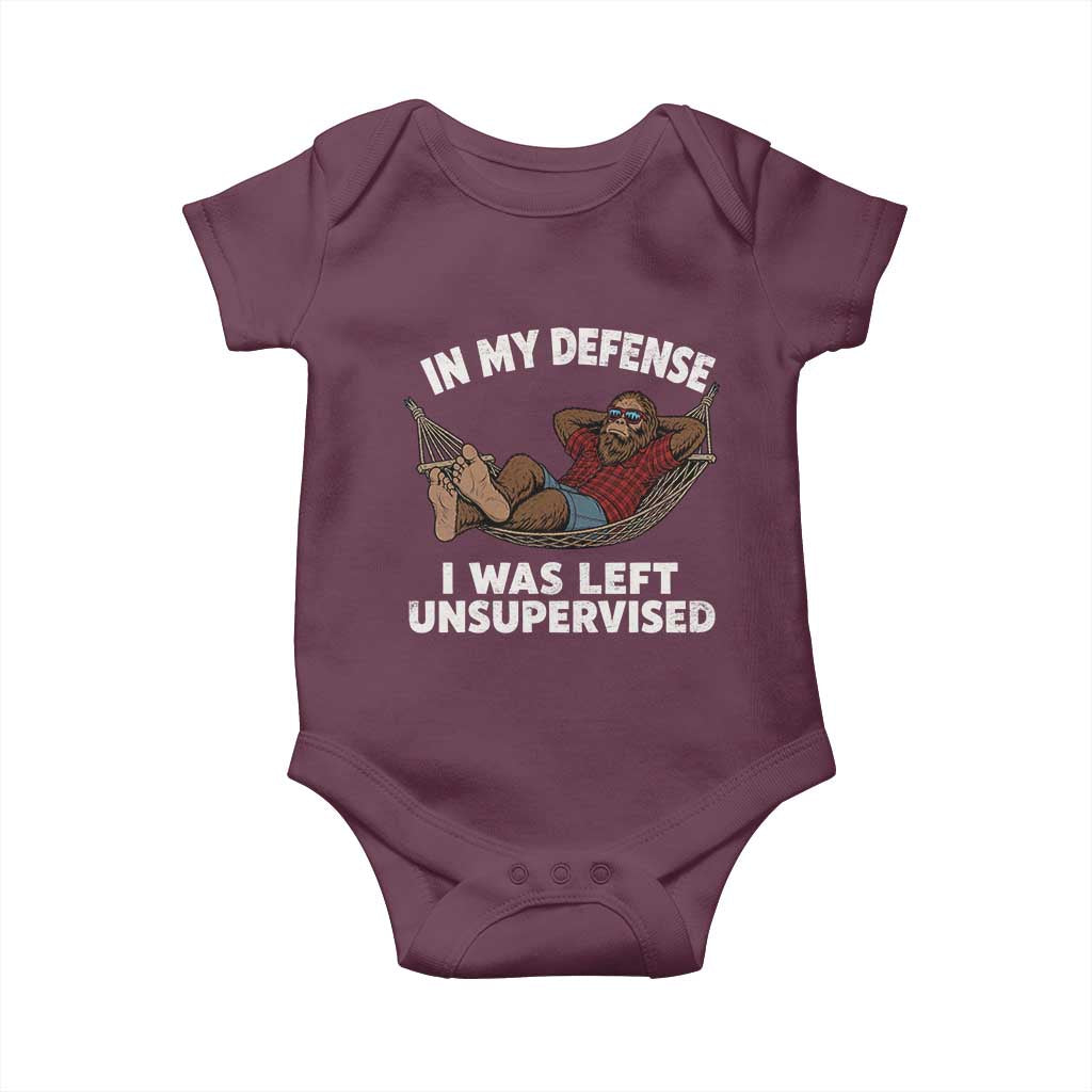 In My Defense I Was Left Unsupervised Funny Bigfoot Baby Onesie
