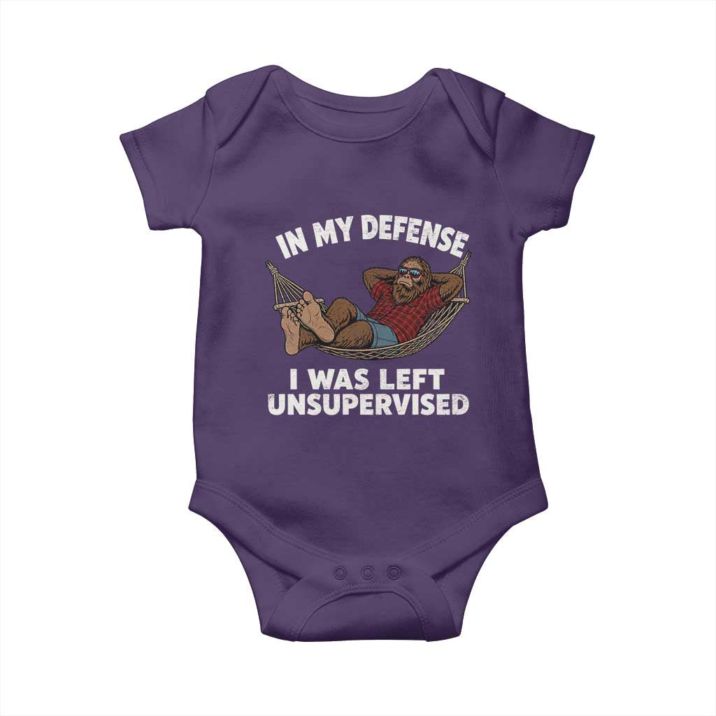 In My Defense I Was Left Unsupervised Funny Bigfoot Baby Onesie