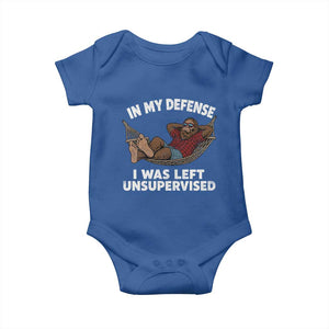 In My Defense I Was Left Unsupervised Funny Bigfoot Baby Onesie