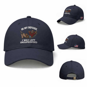 In My Defense I Was Left Unsupervised Funny Bigfoot Baseball Cap