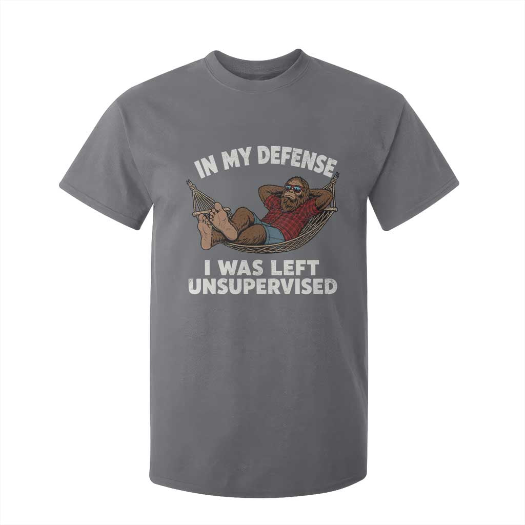 In My Defense I Was Left Unsupervised Funny Bigfoot T Shirt For Kid