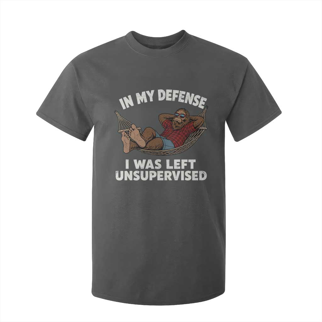 In My Defense I Was Left Unsupervised Funny Bigfoot T Shirt For Kid