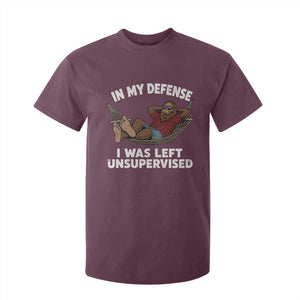 In My Defense I Was Left Unsupervised Funny Bigfoot T Shirt For Kid