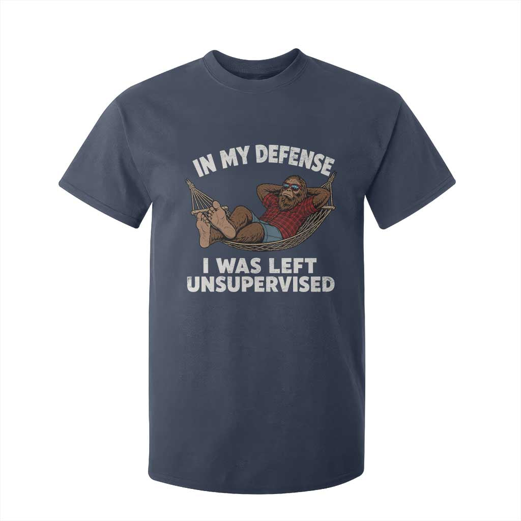 In My Defense I Was Left Unsupervised Funny Bigfoot T Shirt For Kid