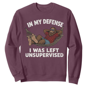 In My Defense I Was Left Unsupervised Funny Bigfoot Sweatshirt