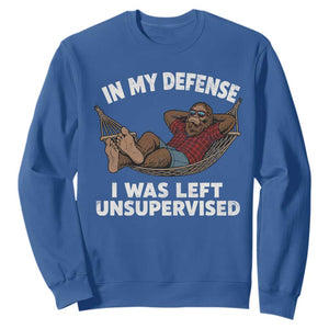 In My Defense I Was Left Unsupervised Funny Bigfoot Sweatshirt