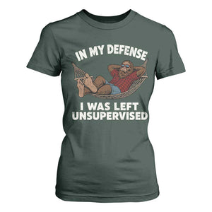 In My Defense I Was Left Unsupervised Funny Bigfoot T Shirt For Women