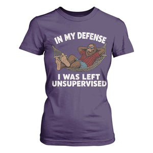In My Defense I Was Left Unsupervised Funny Bigfoot T Shirt For Women