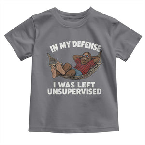 In My Defense I Was Left Unsupervised Funny Bigfoot Toddler T Shirt