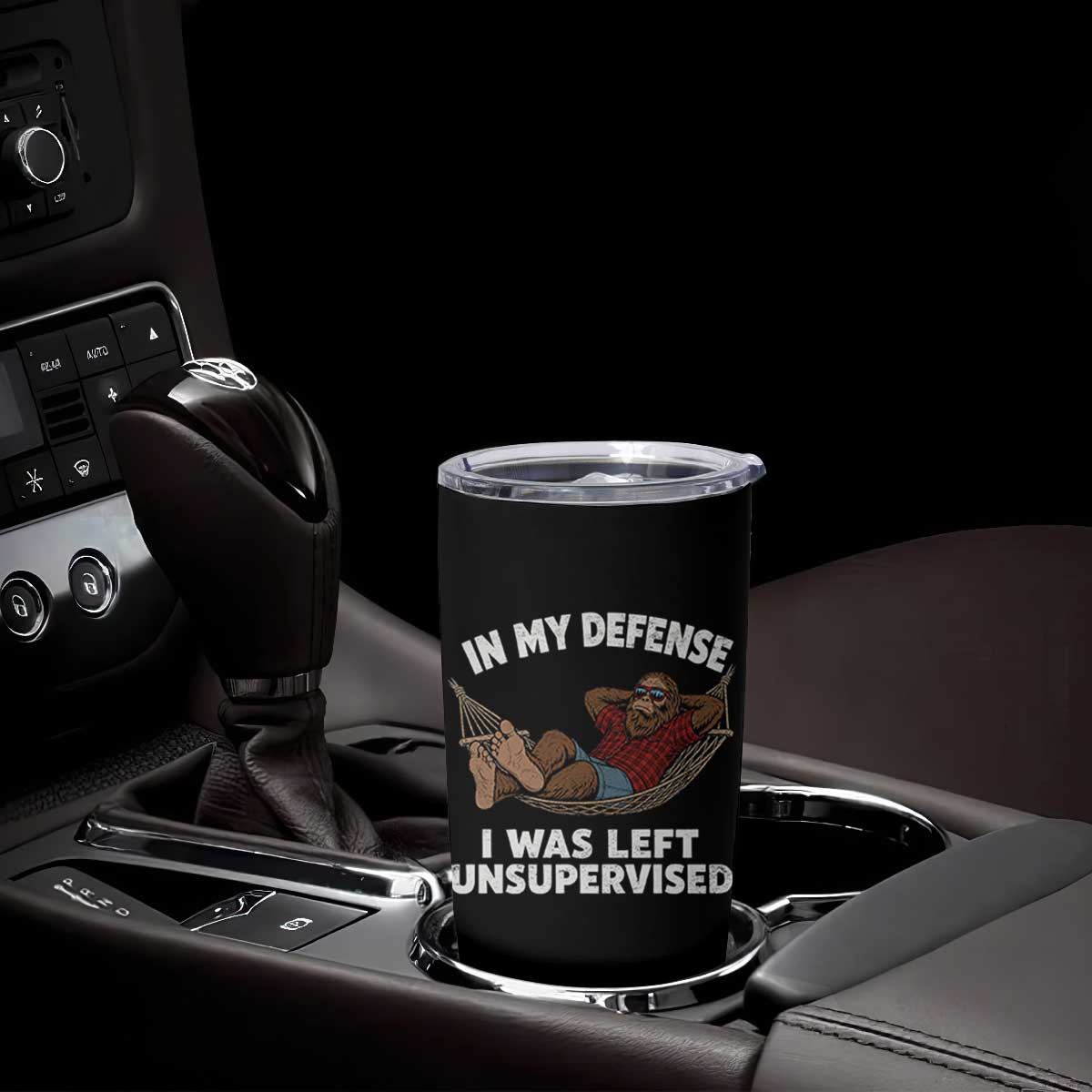 In My Defense I Was Left Unsupervised Funny Bigfoot Tumbler Cup