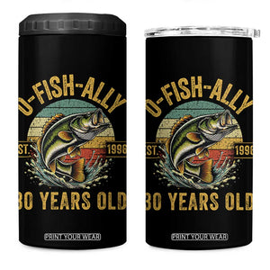 Fishing 30th Birthday 4 in 1 Can Cooler Tumbler O Fish Ally 30 Years Old Fisherman Gifts TS11 One Size: 16 oz Black Print Your Wear