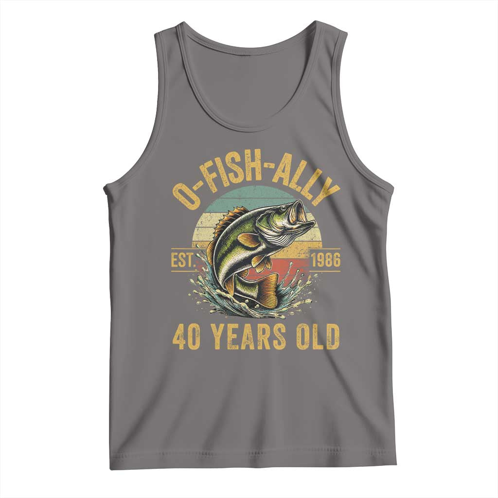 Fishing 40th Birthday Tank Top O Fish Ally 40 Years Old Fisherman Gifts TS11 Deep Heather Print Your Wear