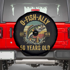 Fishing 50th Birthday Spare Tire Cover O Fish Ally 50 Years Old Fisherman Gifts TS11 Black Print Your Wear