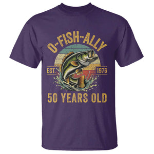Fishing 50th Birthday T Shirt O Fish Ally 50 Years Old Fisherman Gifts TS11 Purple Print Your Wear