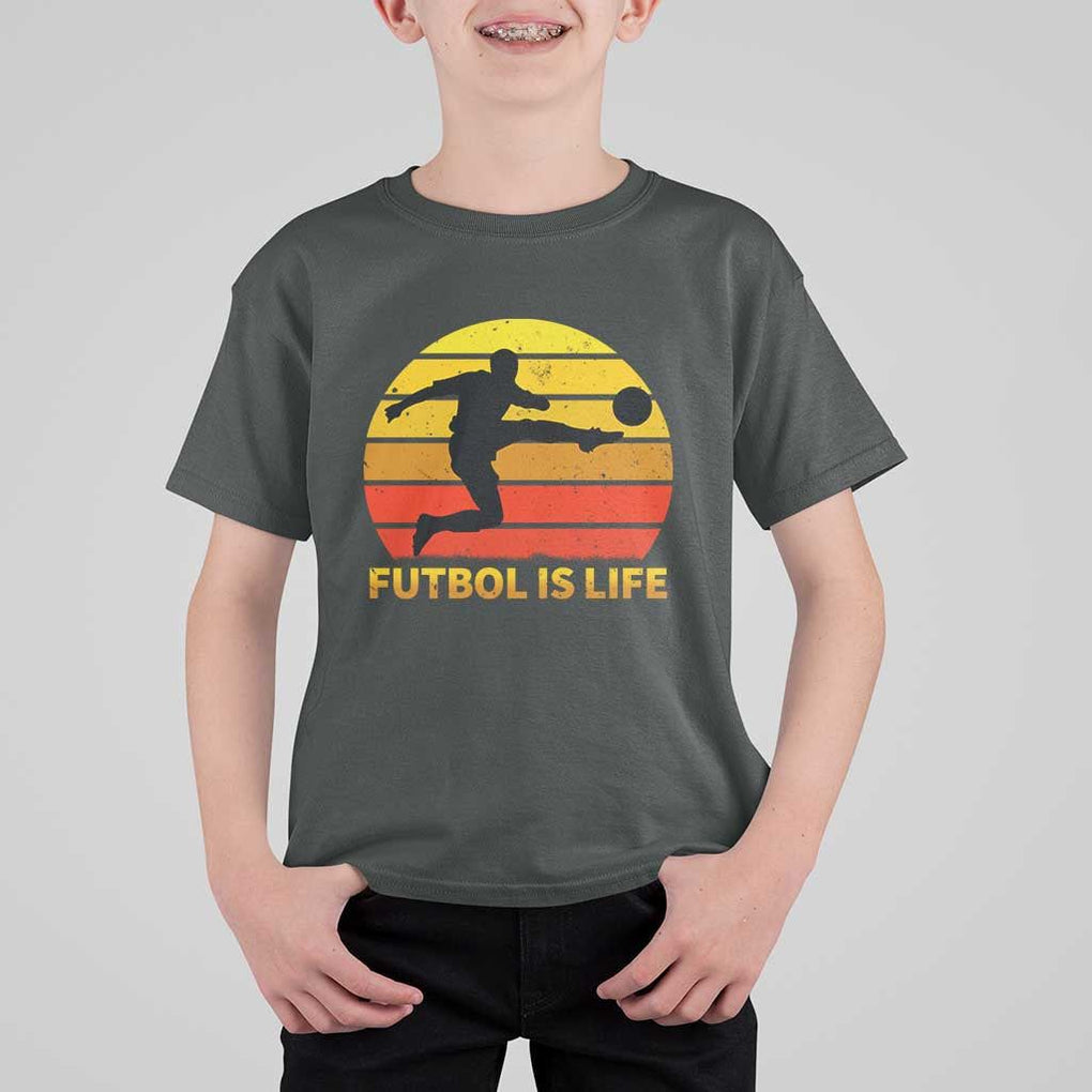 Funny Football T Shirt For Kid Futbol Is Life Vintage Soccer Lover TS11 Dark Heather Print Your Wear