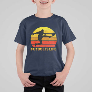 Funny Football T Shirt For Kid Futbol Is Life Vintage Soccer Lover TS11 Navy Print Your Wear