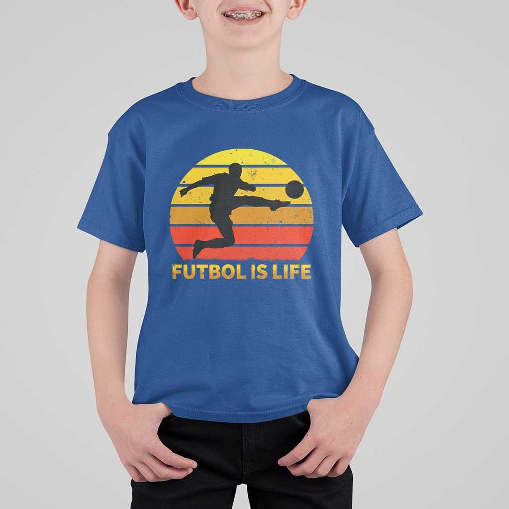 Funny Football T Shirt For Kid Futbol Is Life Vintage Soccer Lover TS11 Royal Blue Print Your Wear