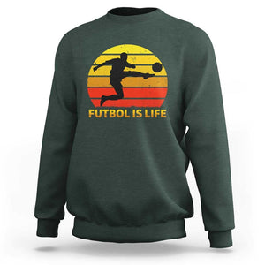 Funny Football Sweatshirt Futbol Is Life Vintage Soccer Lover TS11 Dark Forest Green Print Your Wear
