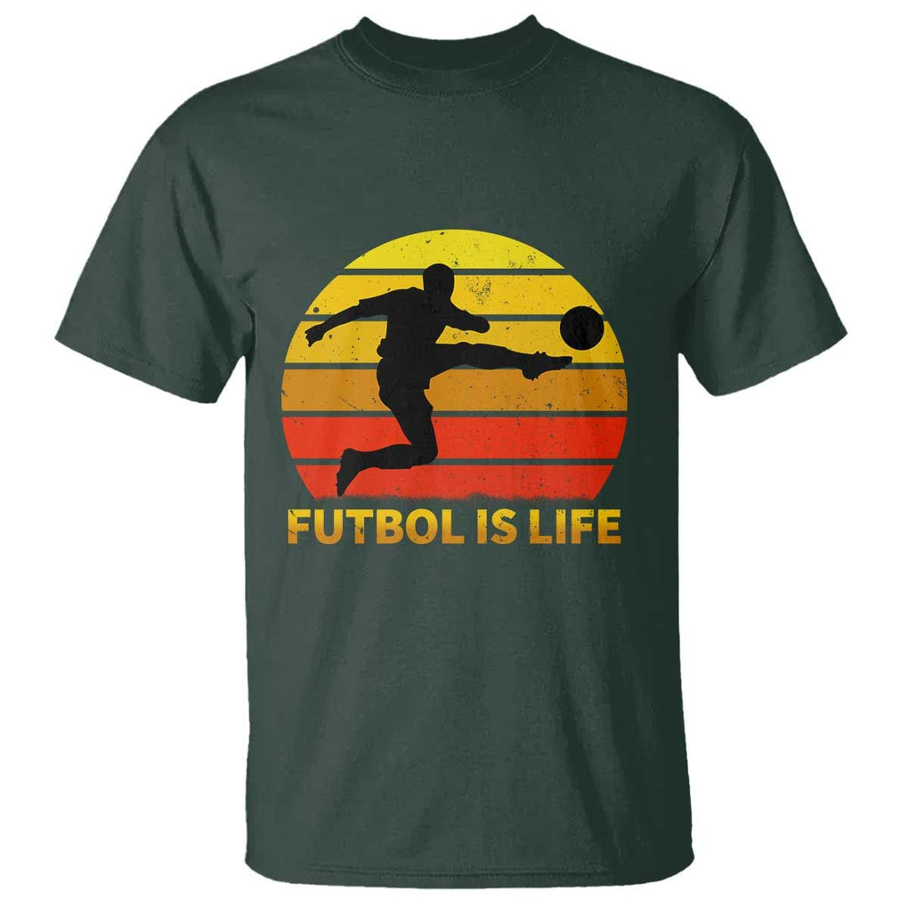 Funny Football T Shirt Futbol Is Life Vintage Soccer Lover TS11 Dark Forest Green Print Your Wear