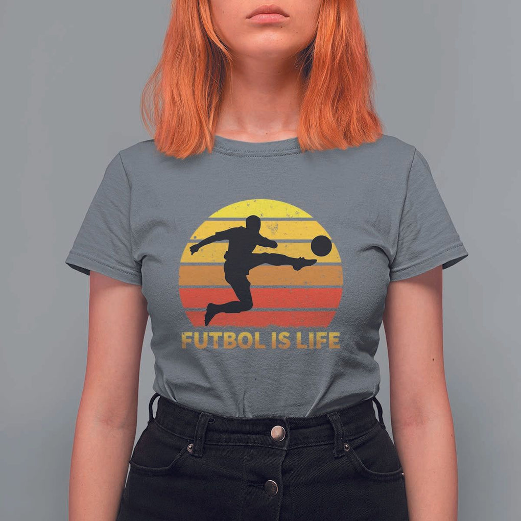 Funny Football T Shirt For Women Futbol Is Life Vintage Soccer Lover TS11 Charcoal Print Your Wear