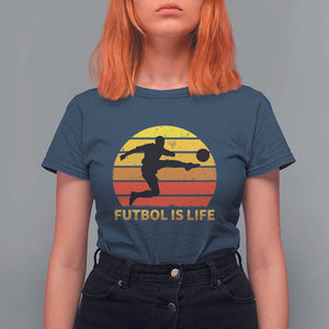 Funny Football T Shirt For Women Futbol Is Life Vintage Soccer Lover TS11 Navy Print Your Wear