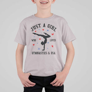 Just A Girl Who Loves Gymnastics And USA T Shirt For Kid Support Sport Gymnast TS11 Ice Gray Print Your Wear