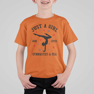Just A Girl Who Loves Gymnastics And USA T Shirt For Kid Support Sport Gymnast TS11 Orange Print Your Wear