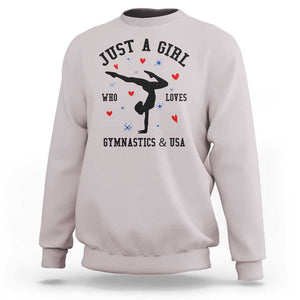 Just A Girl Who Loves Gymnastics And USA Sweatshirt Support Sport Gymnast TS11 Ice Gray Print Your Wear