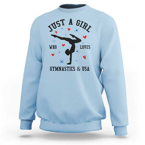 Just A Girl Who Loves Gymnastics And USA Sweatshirt Support Sport Gymnast TS11 Light Blue Print Your Wear