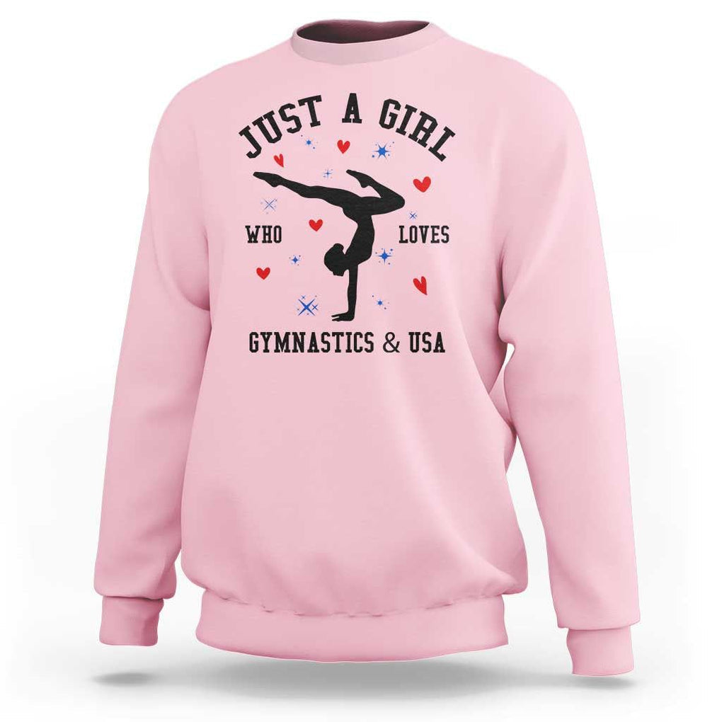 Just A Girl Who Loves Gymnastics And USA Sweatshirt Support Sport Gymnast TS11 Light Pink Print Your Wear