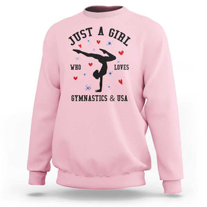 Just A Girl Who Loves Gymnastics And USA Sweatshirt Support Sport Gymnast TS11 Light Pink Print Your Wear