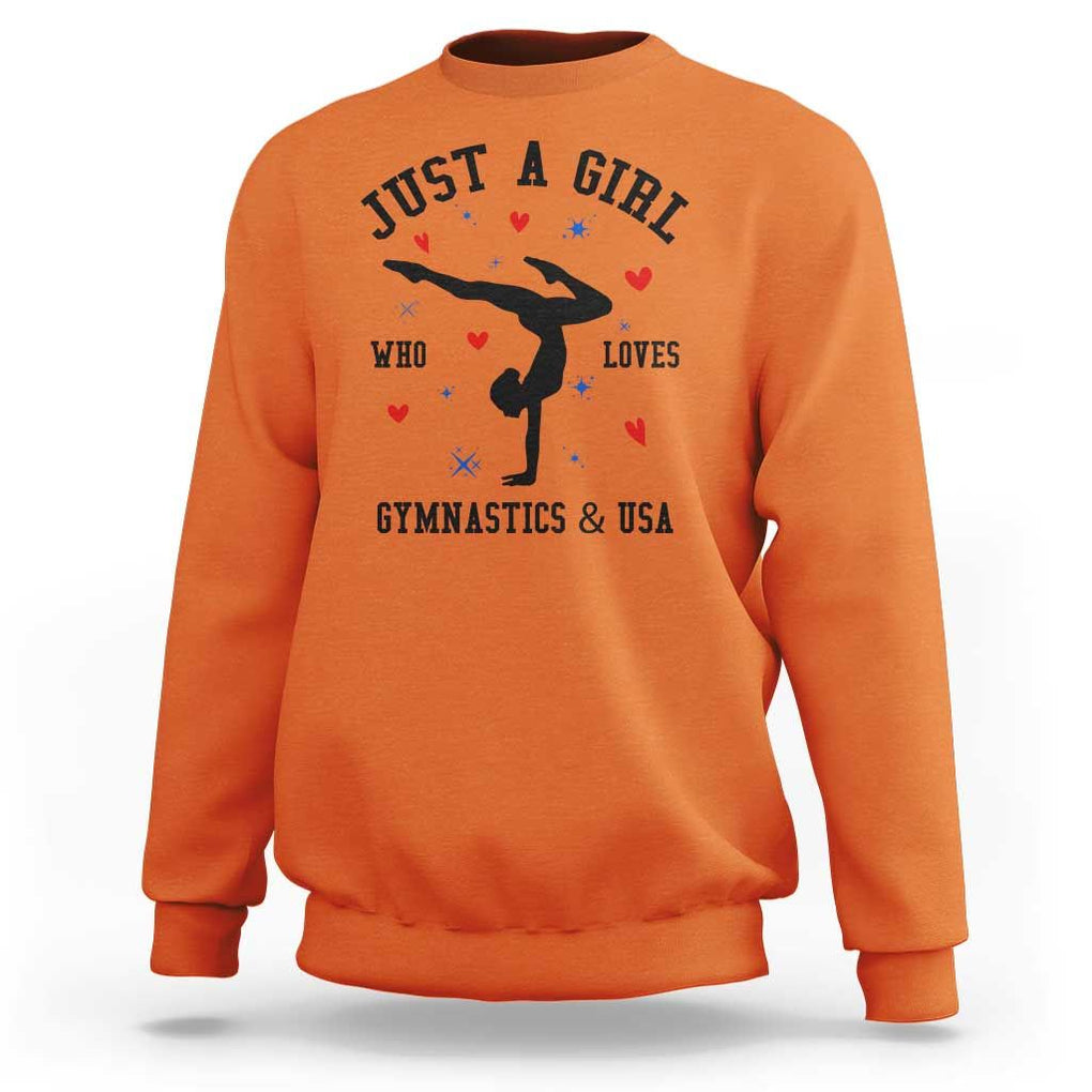 Just A Girl Who Loves Gymnastics And USA Sweatshirt Support Sport Gymnast TS11 Orange Print Your Wear