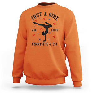 Just A Girl Who Loves Gymnastics And USA Sweatshirt Support Sport Gymnast TS11 Orange Print Your Wear