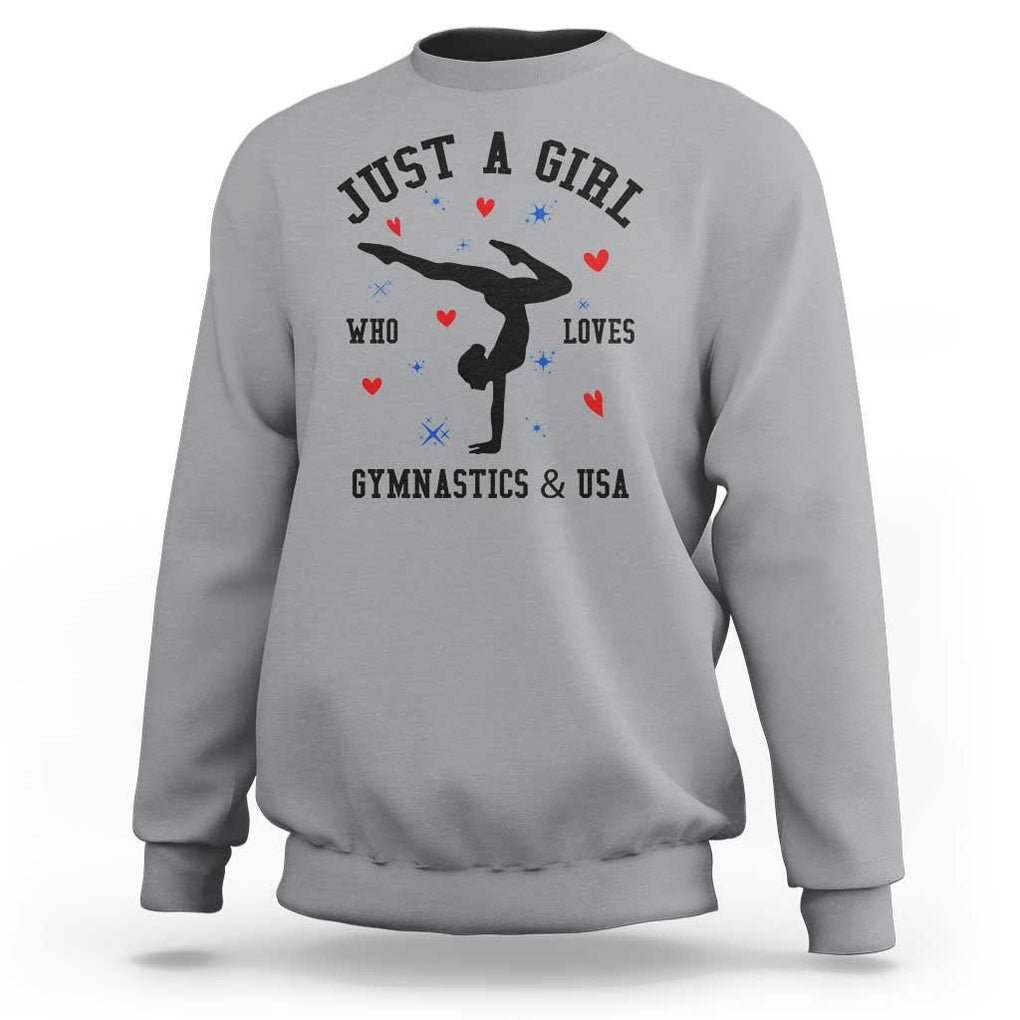 Just A Girl Who Loves Gymnastics And USA Sweatshirt Support Sport Gymnast TS11 Sport Gray Print Your Wear