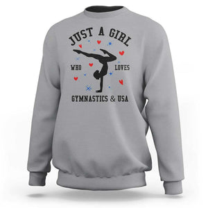 Just A Girl Who Loves Gymnastics And USA Sweatshirt Support Sport Gymnast TS11 Sport Gray Print Your Wear