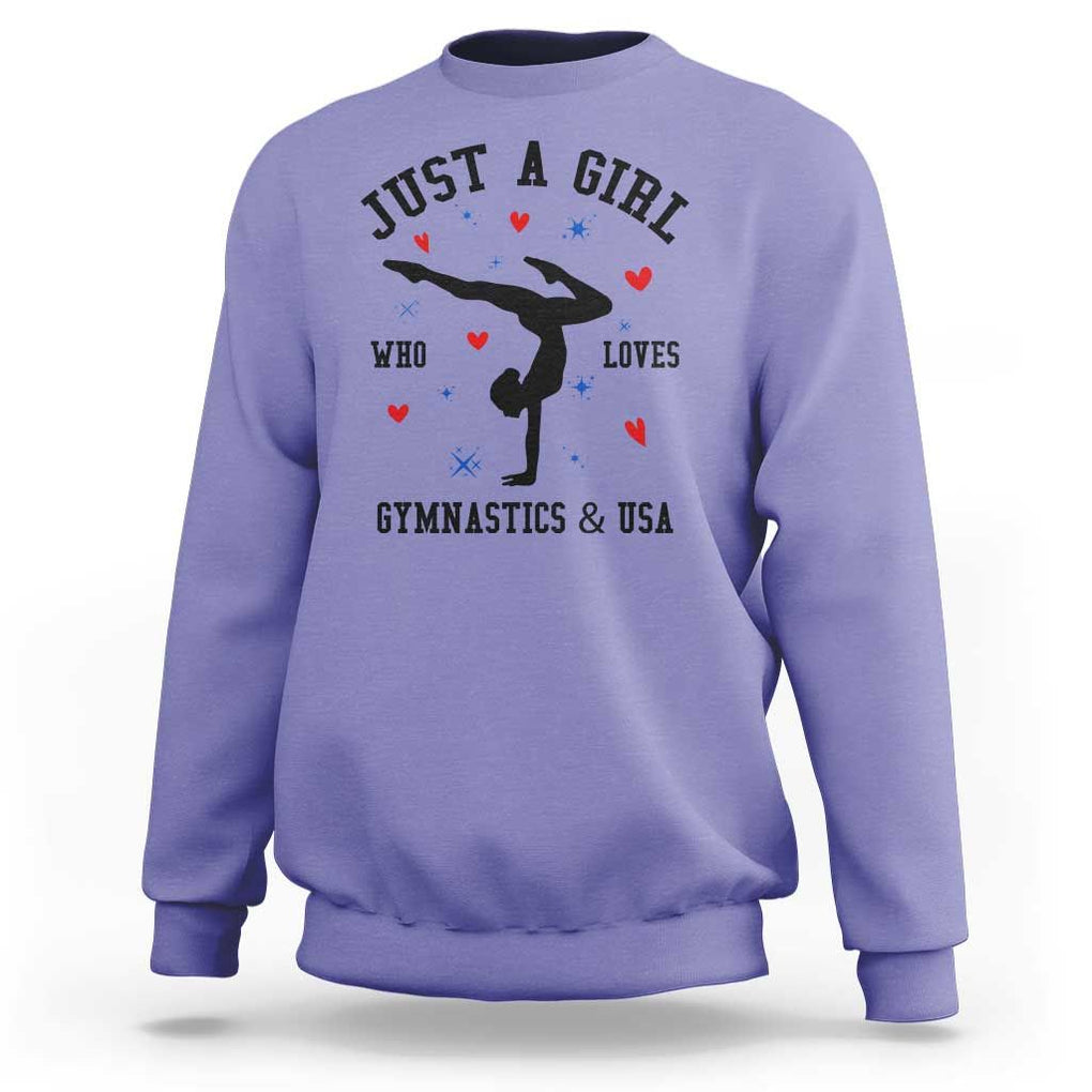 Just A Girl Who Loves Gymnastics And USA Sweatshirt Support Sport Gymnast TS11 Violet Print Your Wear