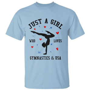Just A Girl Who Loves Gymnastics And USA T Shirt Support Sport Gymnast TS11 Light Blue Print Your Wear