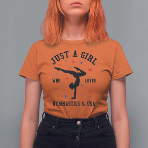 Just A Girl Who Loves Gymnastics And USA T Shirt For Women Support Sport Gymnast TS11 Orange Print Your Wear