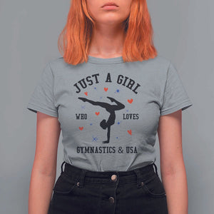 Just A Girl Who Loves Gymnastics And USA T Shirt For Women Support Sport Gymnast TS11 Sport Gray Print Your Wear