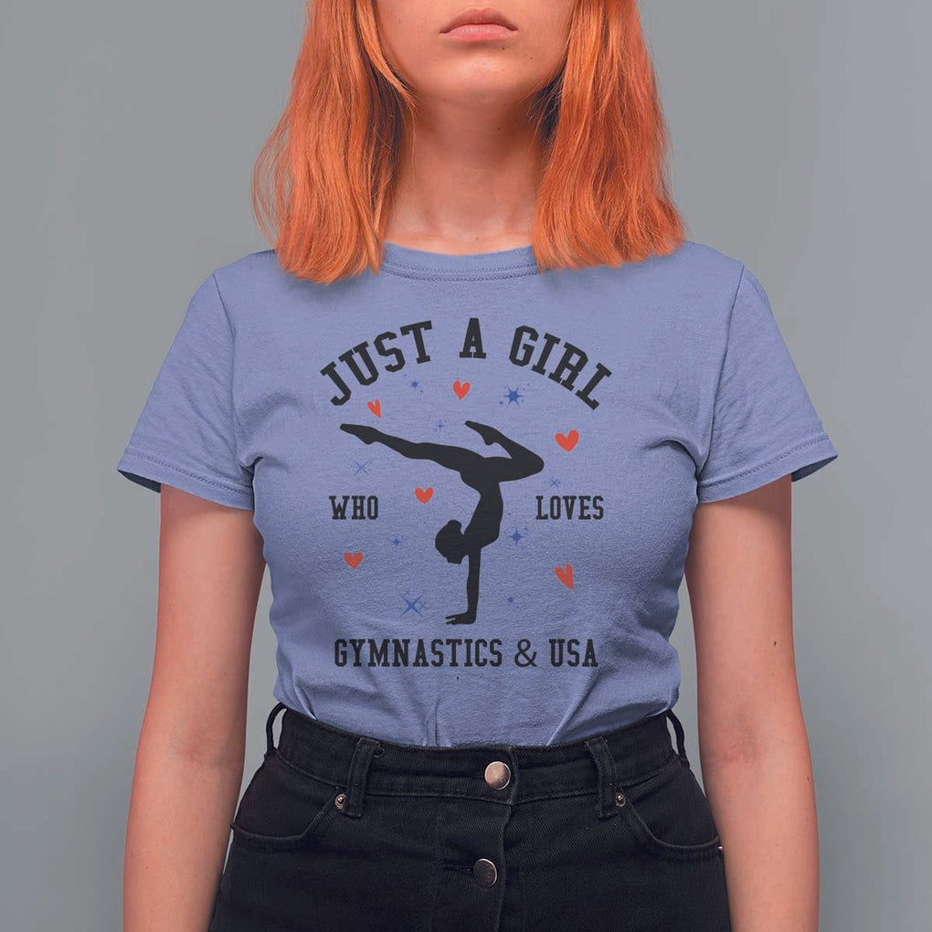 Just A Girl Who Loves Gymnastics And USA T Shirt For Women Support Sport Gymnast TS11 Violet Print Your Wear