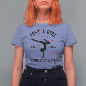 Just A Girl Who Loves Gymnastics And USA T Shirt For Women Support Sport Gymnast TS11 Violet Print Your Wear