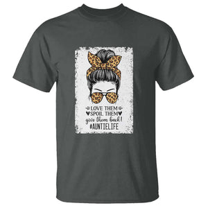 Funny Aunt T Shirt Love Spoil Give Them Back Auntie Life Messy Bun TS11 Dark Heather Print Your Wear
