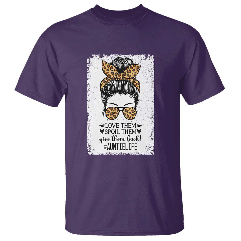 Funny Aunt T Shirt Love Spoil Give Them Back Auntie Life Messy Bun TS11 Purple Print Your Wear