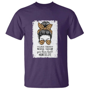 Funny Aunt T Shirt Love Spoil Give Them Back Auntie Life Messy Bun TS11 Purple Print Your Wear