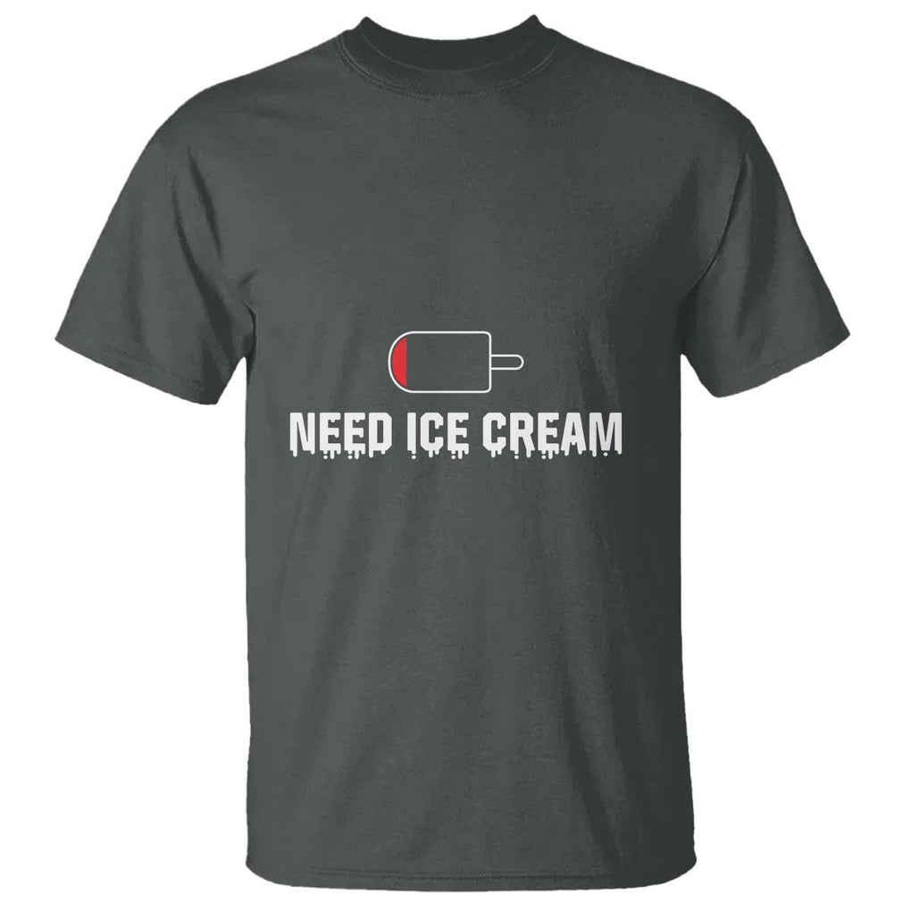 Funny Need Ice Cream T Shirt Cool Summer Vacation Low Battery TS11 Dark Heather Print Your Wear