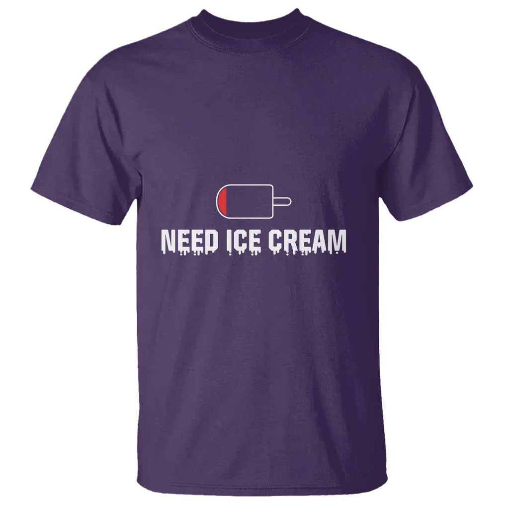 Funny Need Ice Cream T Shirt Cool Summer Vacation Low Battery TS11 Purple Print Your Wear