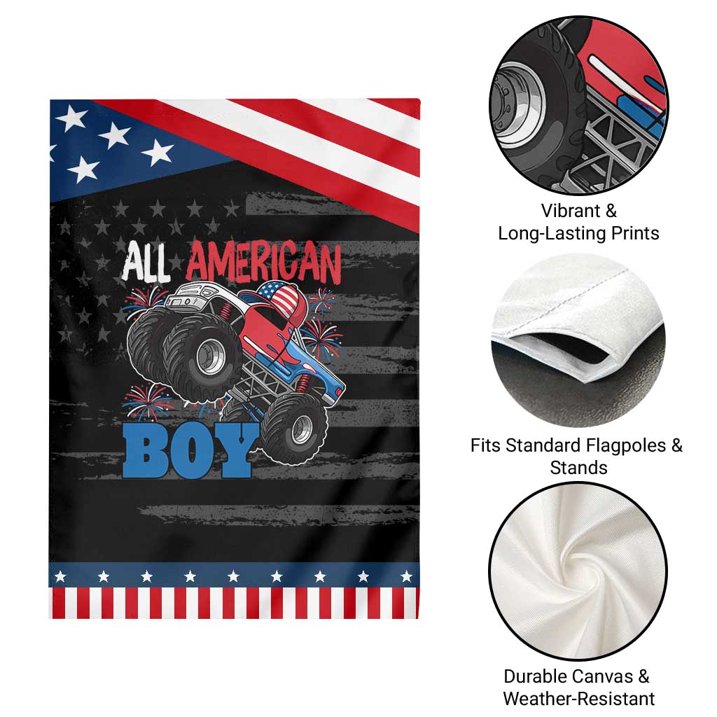 Funny All American Boy 4th Of July Garden Flag Monster Trucks American Flag Fireworks TS11 Print Your Wear